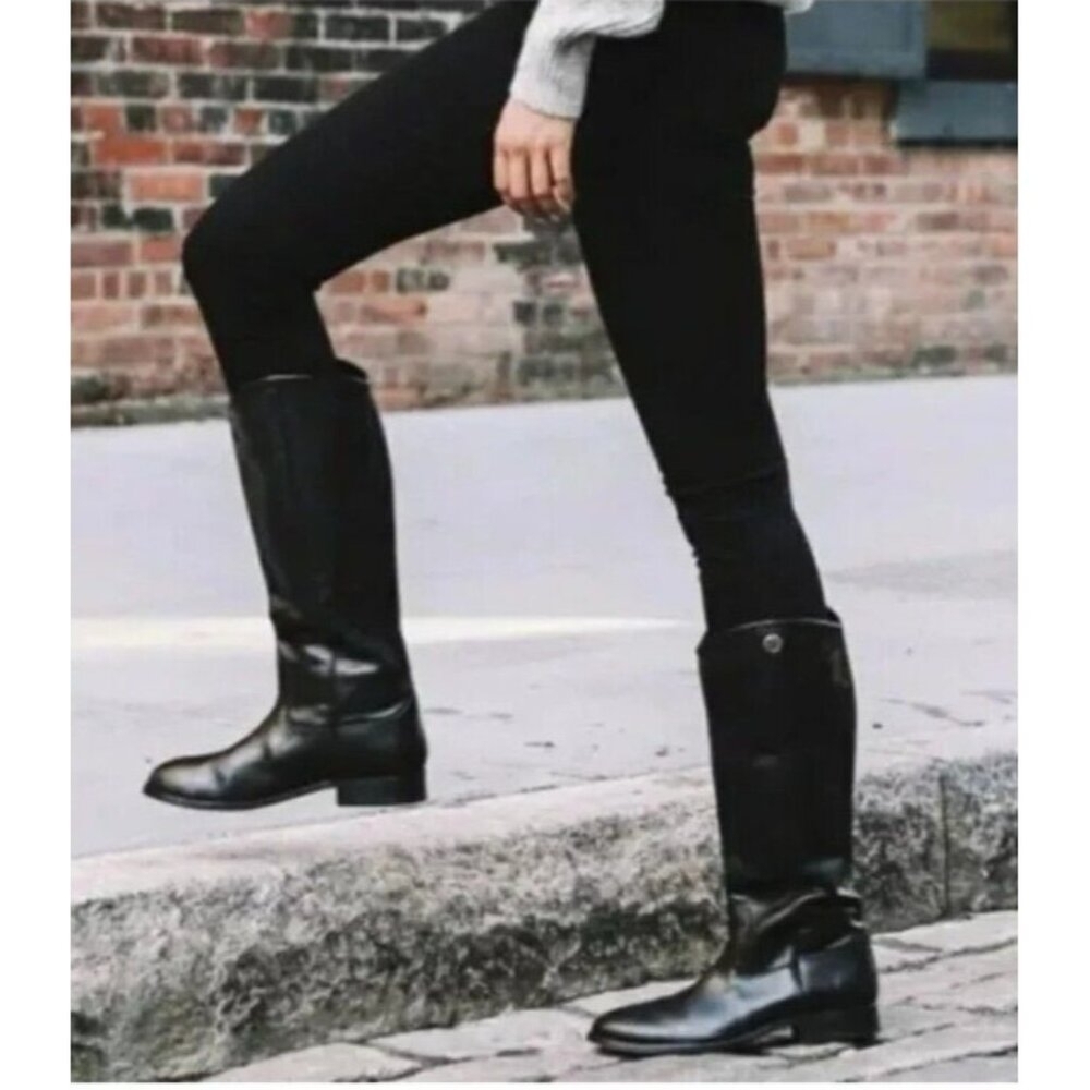 Frye Women's Melissa Button 2 Waxy Leather Tall Boots Black Size 8.5 B